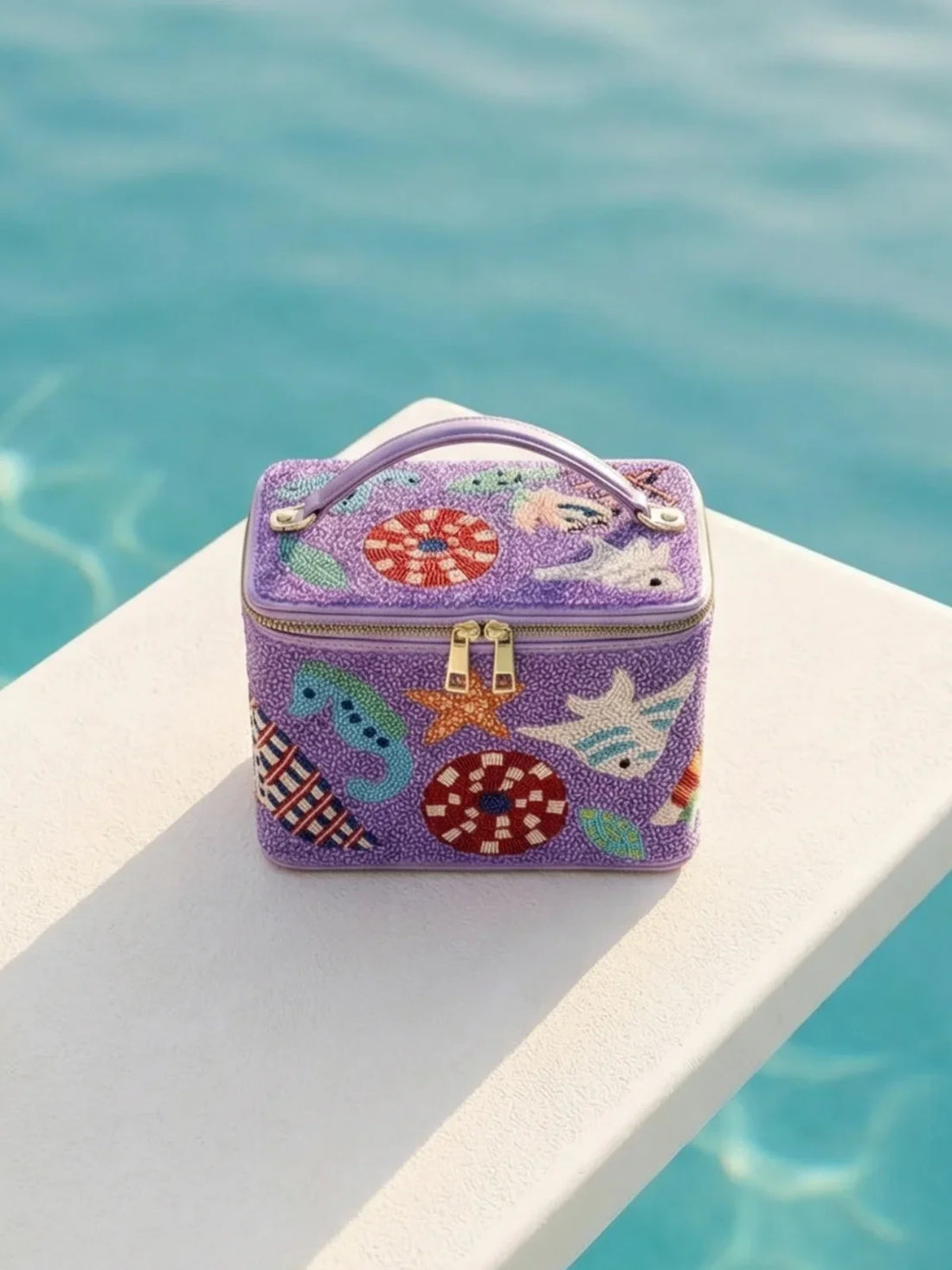 Seahorse Vanity Box Bag Purple
