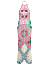 Rowan Halter Maxi Crochet Pink Dress