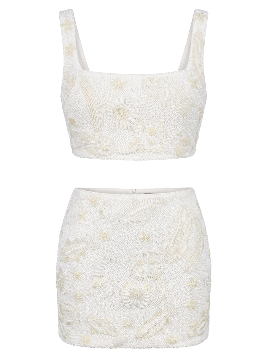 Arizona Ivory Beaded Co-ord Top