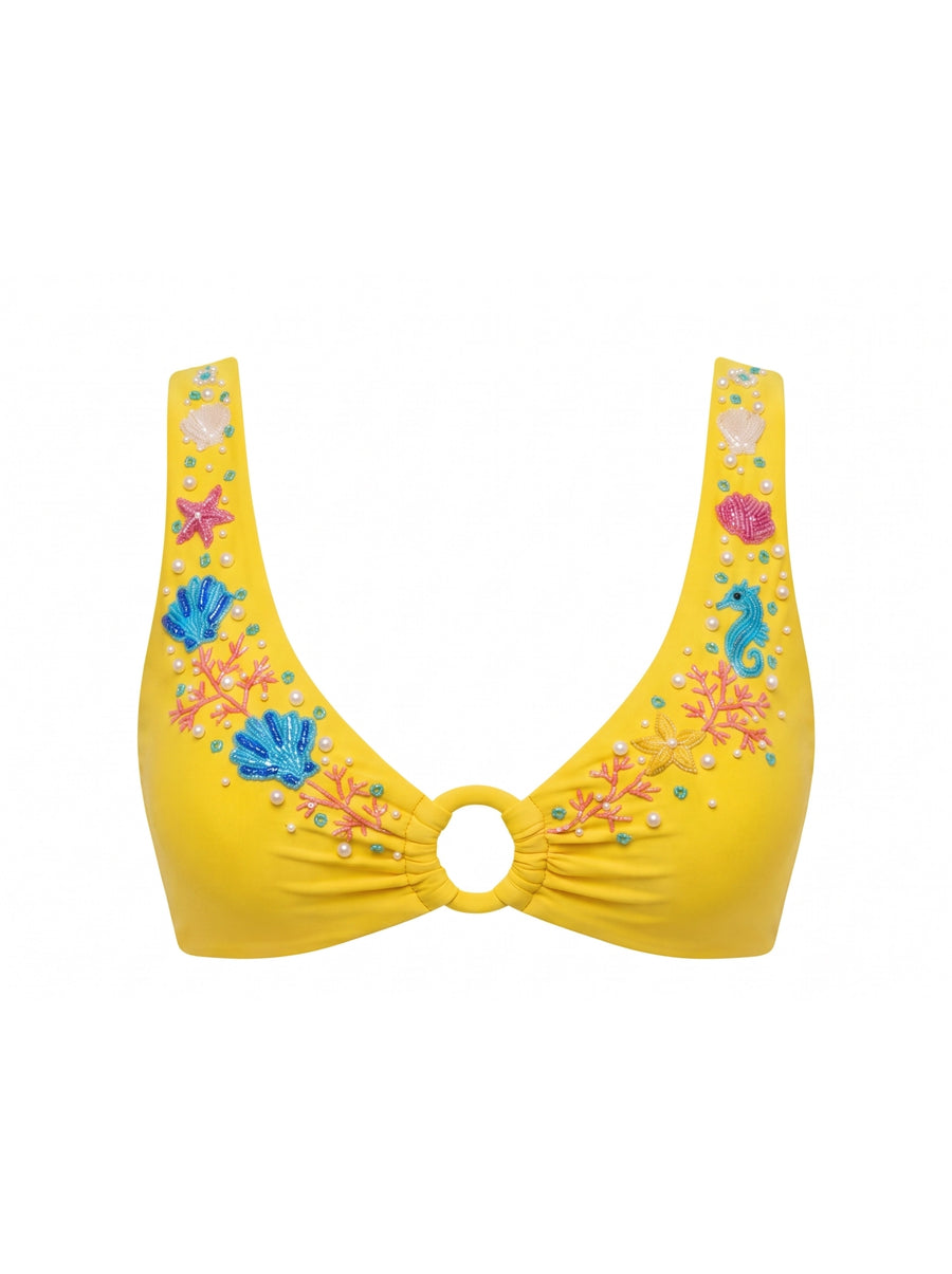Oceanus Pearl Tide Multi-color Bikini Top