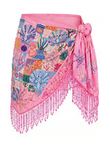 Starfish Mosaic Tasseled Pink Mini Sarong