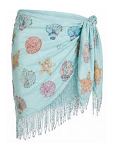 Shell and Starfish Sky Blue Embroidered Sarong