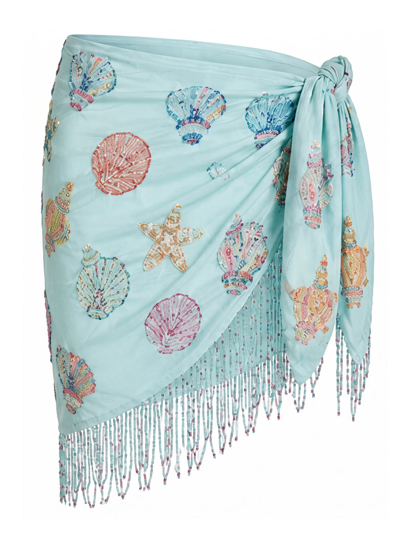Shell and Starfish Sky Blue Sarong