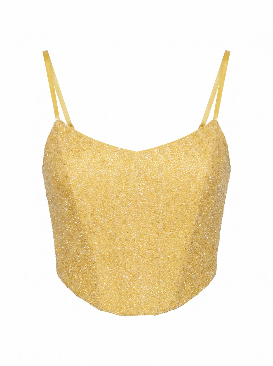 Yellow Beaded Top