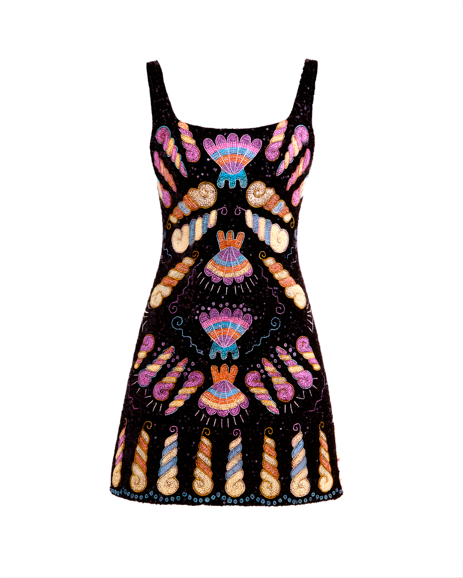 Oceanus x Zandra Rhodes Dreamy Dress Black