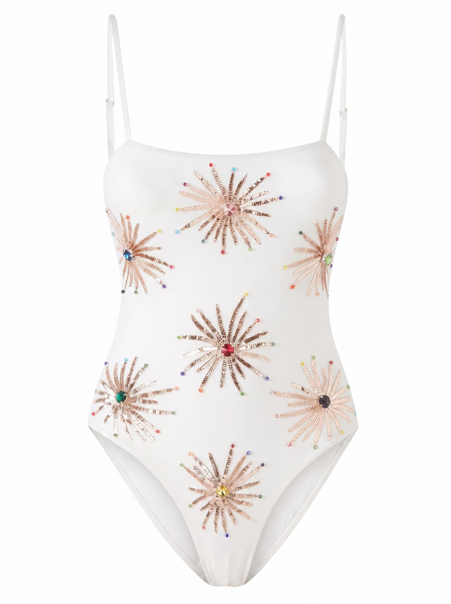 Dolly Two Strap Retro Swimsuit White