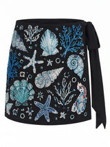 Deep Coral Sea Black Sarong