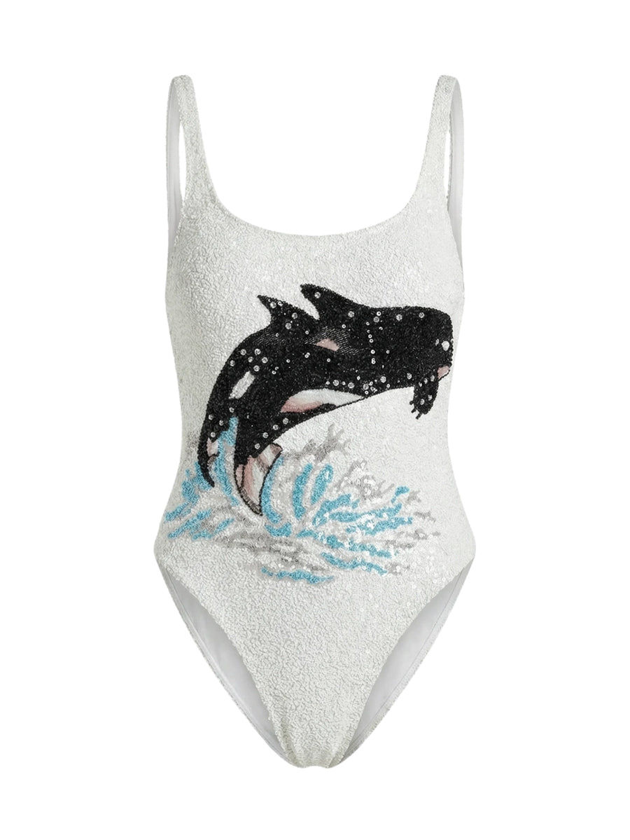 Marina Vintage Neckline Swimsuit White