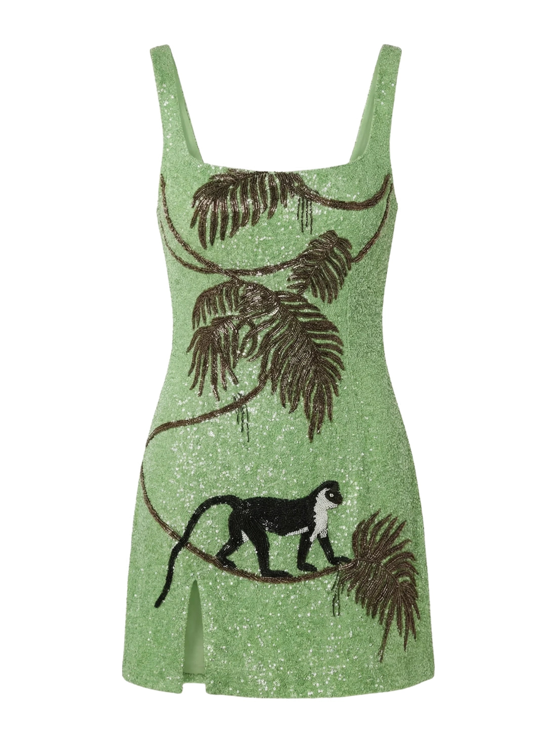 St. Barth Hand-Beaded Crystal Dress- Green