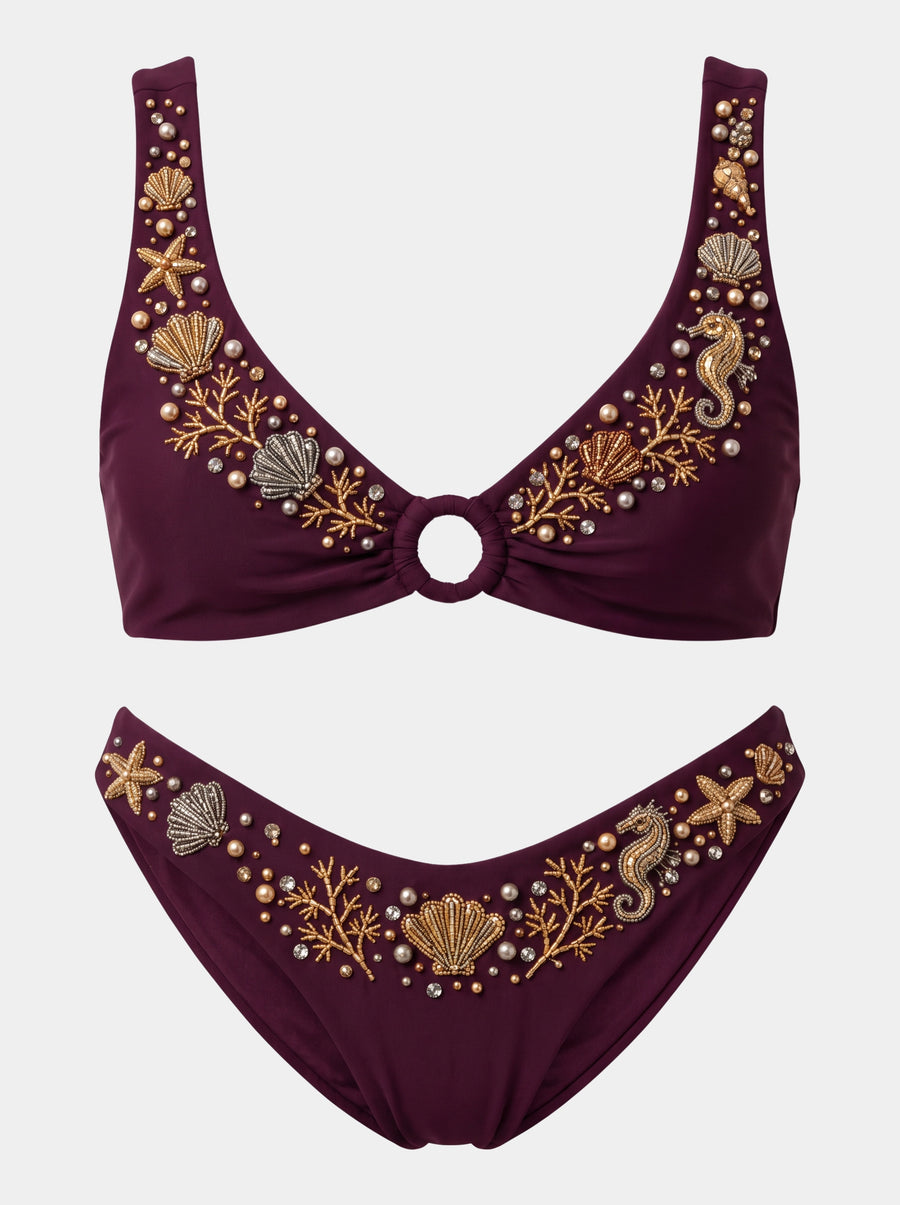 Coral Bikini Burgundy With Ring