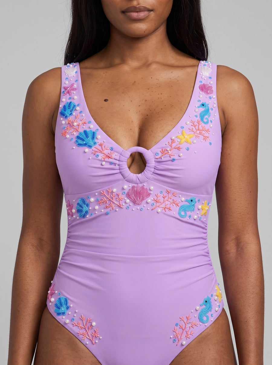 Oceanus Pearl Tide Purple Swimsuit