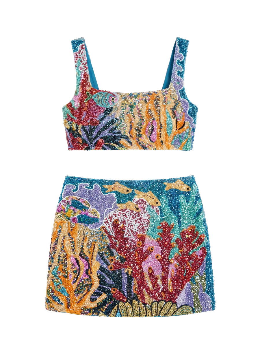 Coastal Blue Coral Co-ord Top