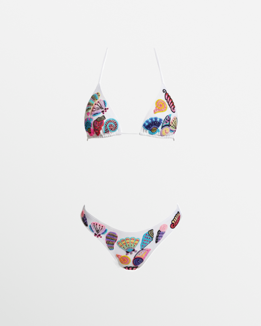 Oceanus x Zandra Rhodes Coral Shell Bikini Bottom White