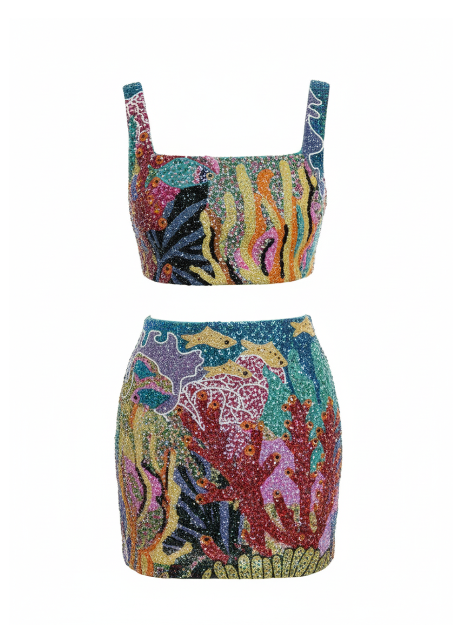 Coastal Blue Coral Co-ord Skirt Only