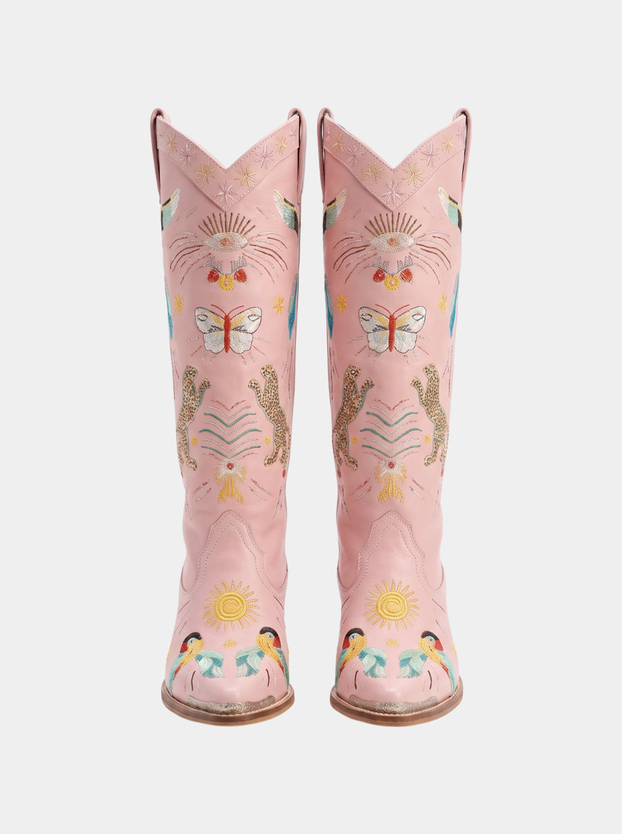 Willow Embroidered Leather Boots Multi Colour