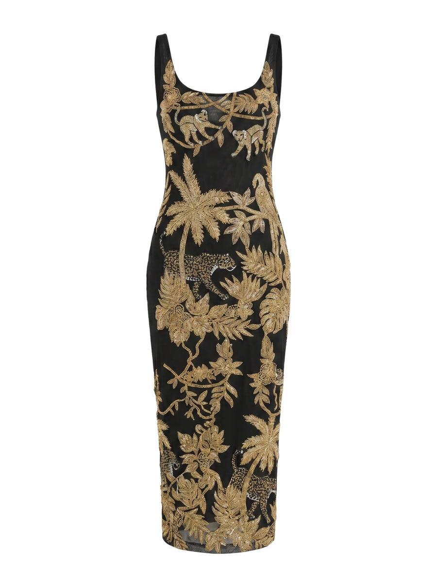 Tropica Black Gold Mesh Maxi Dress