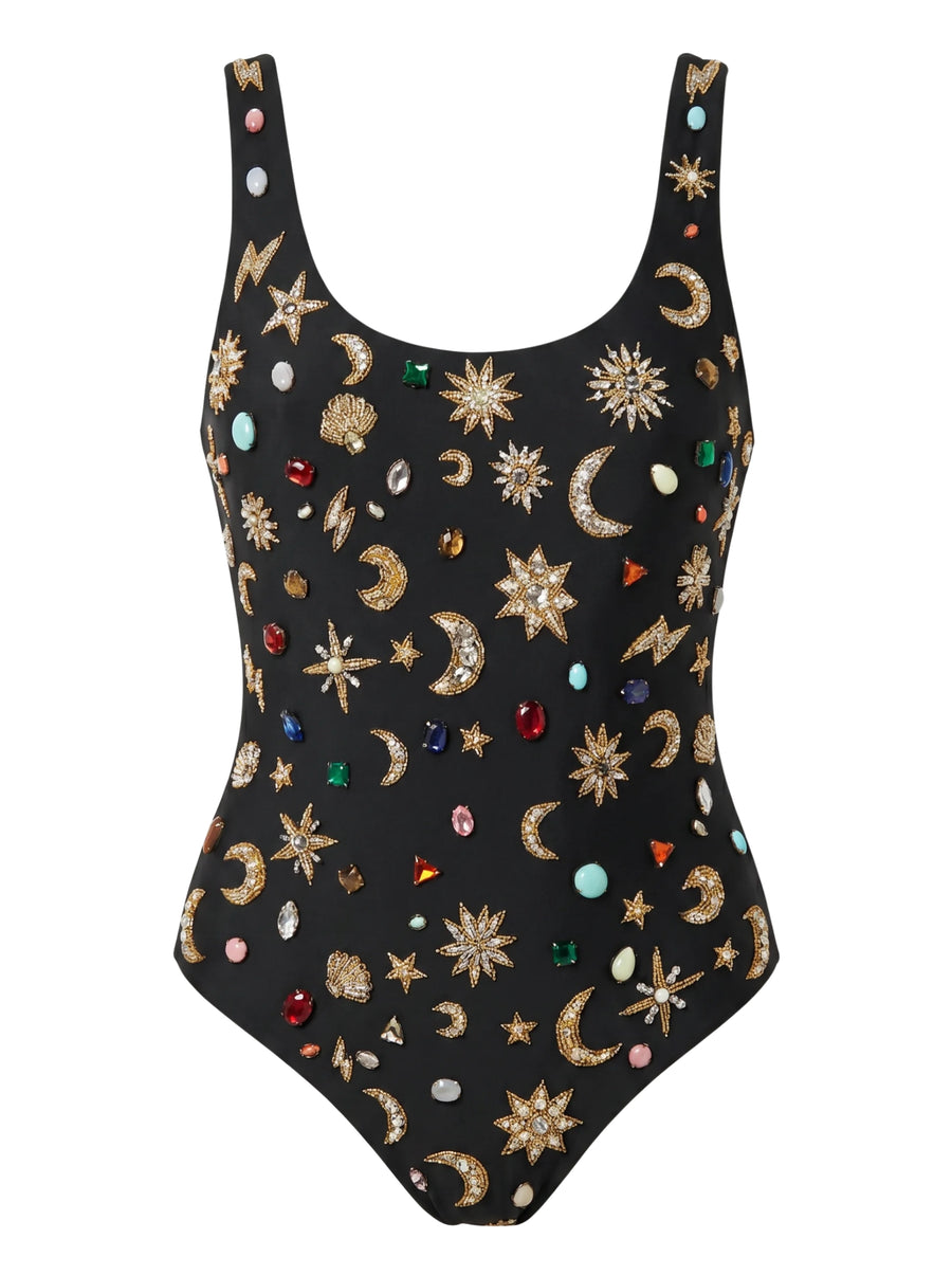 Celestial Tide Black Swimsuit