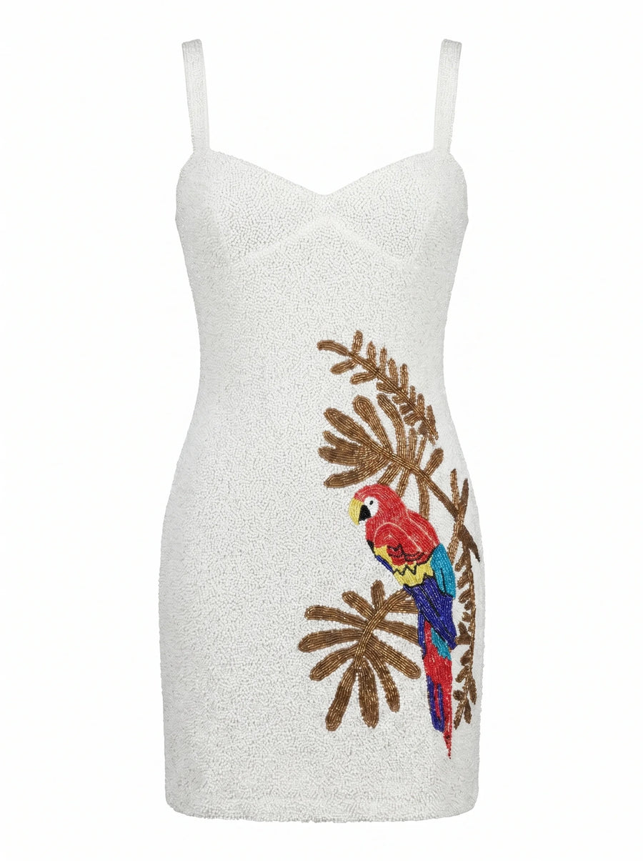 Cassie Parrot White Mini Dress