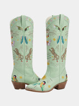 Willow Embroidered Leather Boots Multi Colour