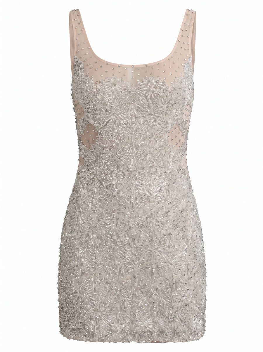 Silver Lining Hand-Embroidery Mini Dress in Stock