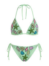 Starfish Shell Green Bikini Top