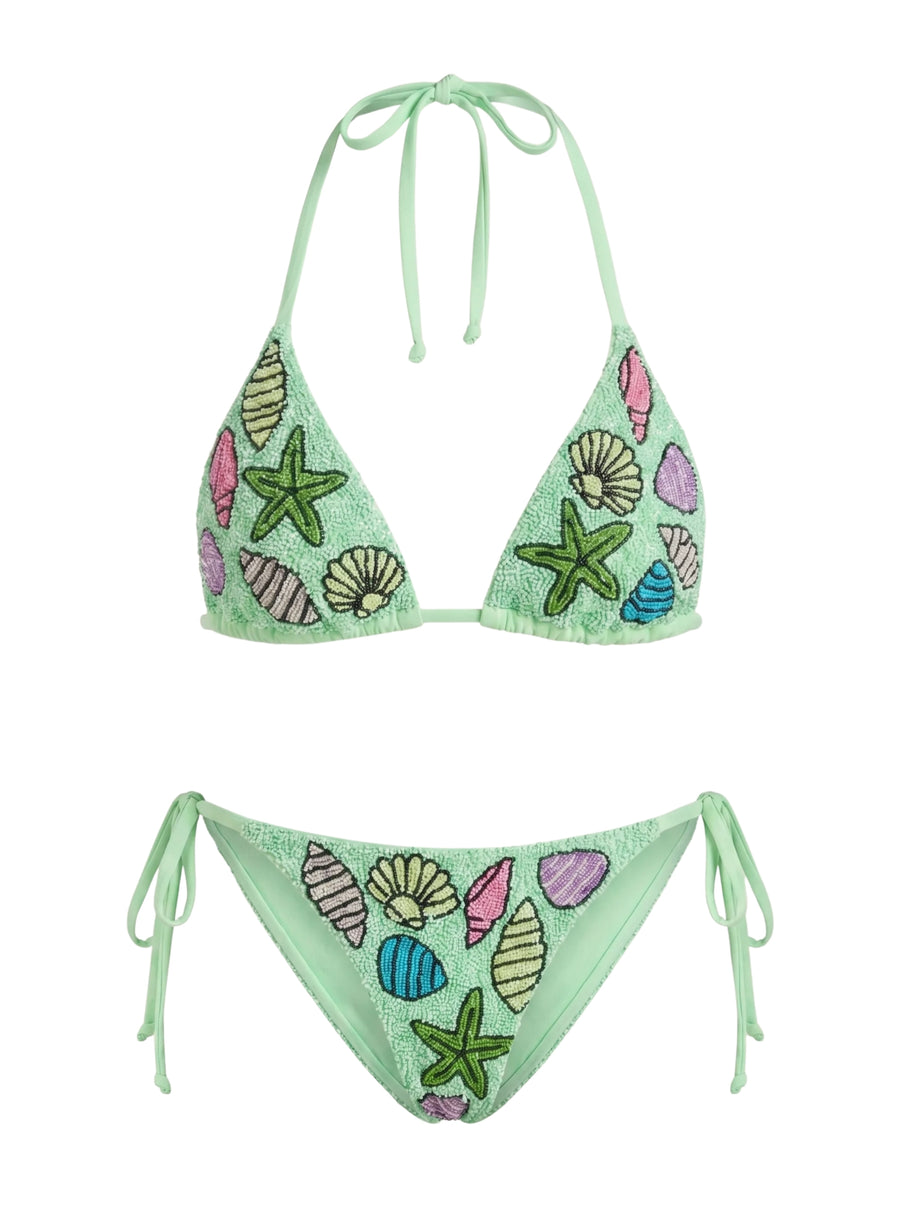Starfish Shell Green Bikini Top