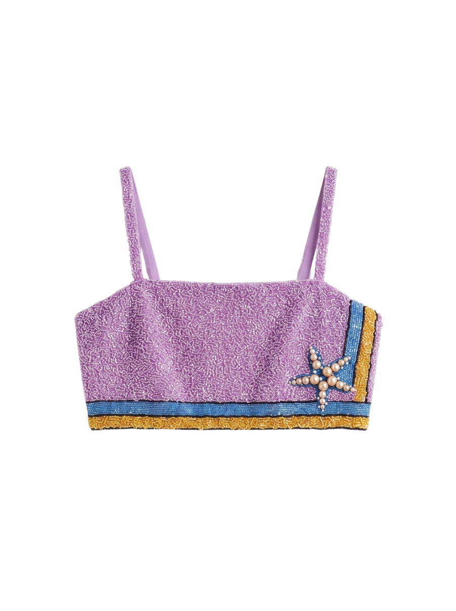 Monni Purple Co-ord Hand Embroidered Crystal Top Only