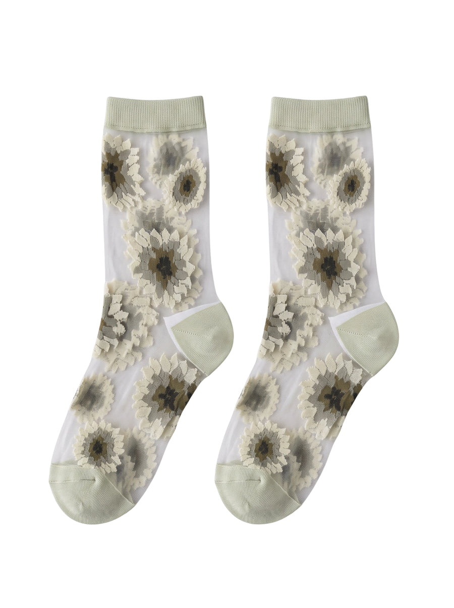 Pale Green Petal Veil Socks