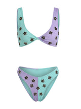 Luna Two-Tone Floral Embellished Bikini Top