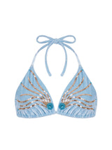 Sky Blue Sunburst Triangle Bikini Top