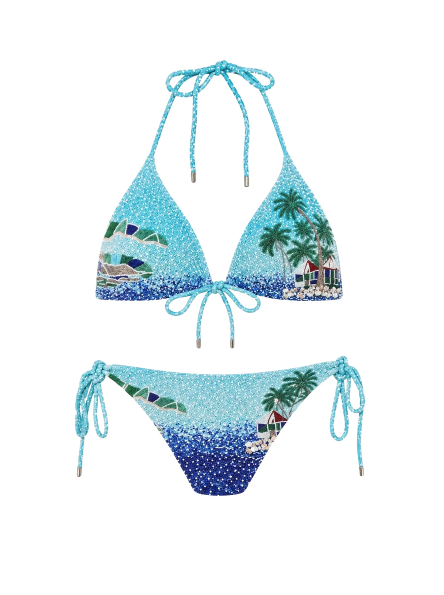 Oceanus x Taylor Nunez Island Blue Triangle Bikini Top