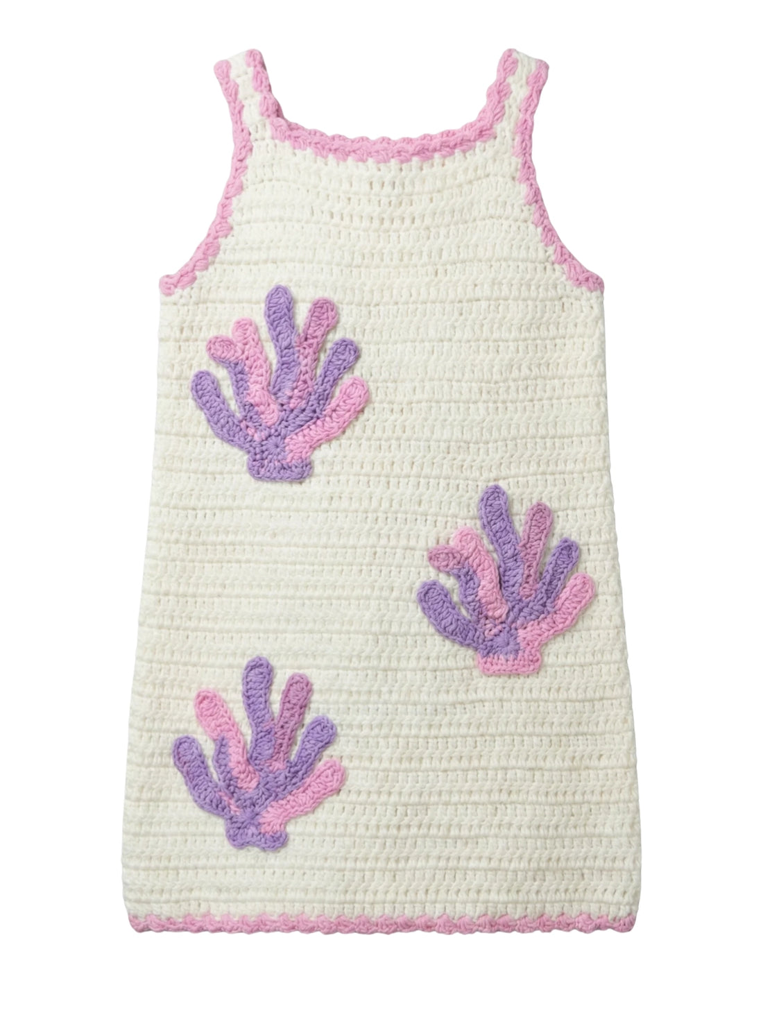 Coral White Crochet Kids Dress