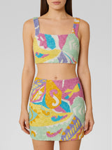 South Beach Azure Beaded Crop Top Multi colour
