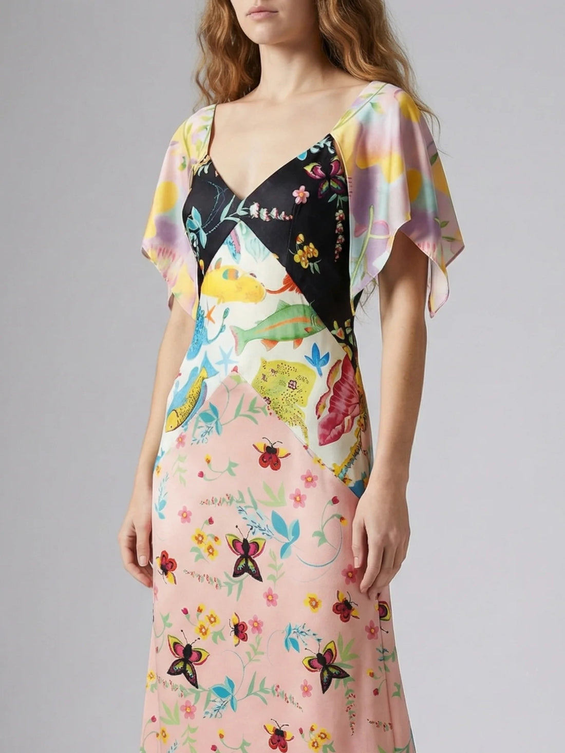 Samantha V Shaped Neckline Multi-Coloured Maxi Dress
