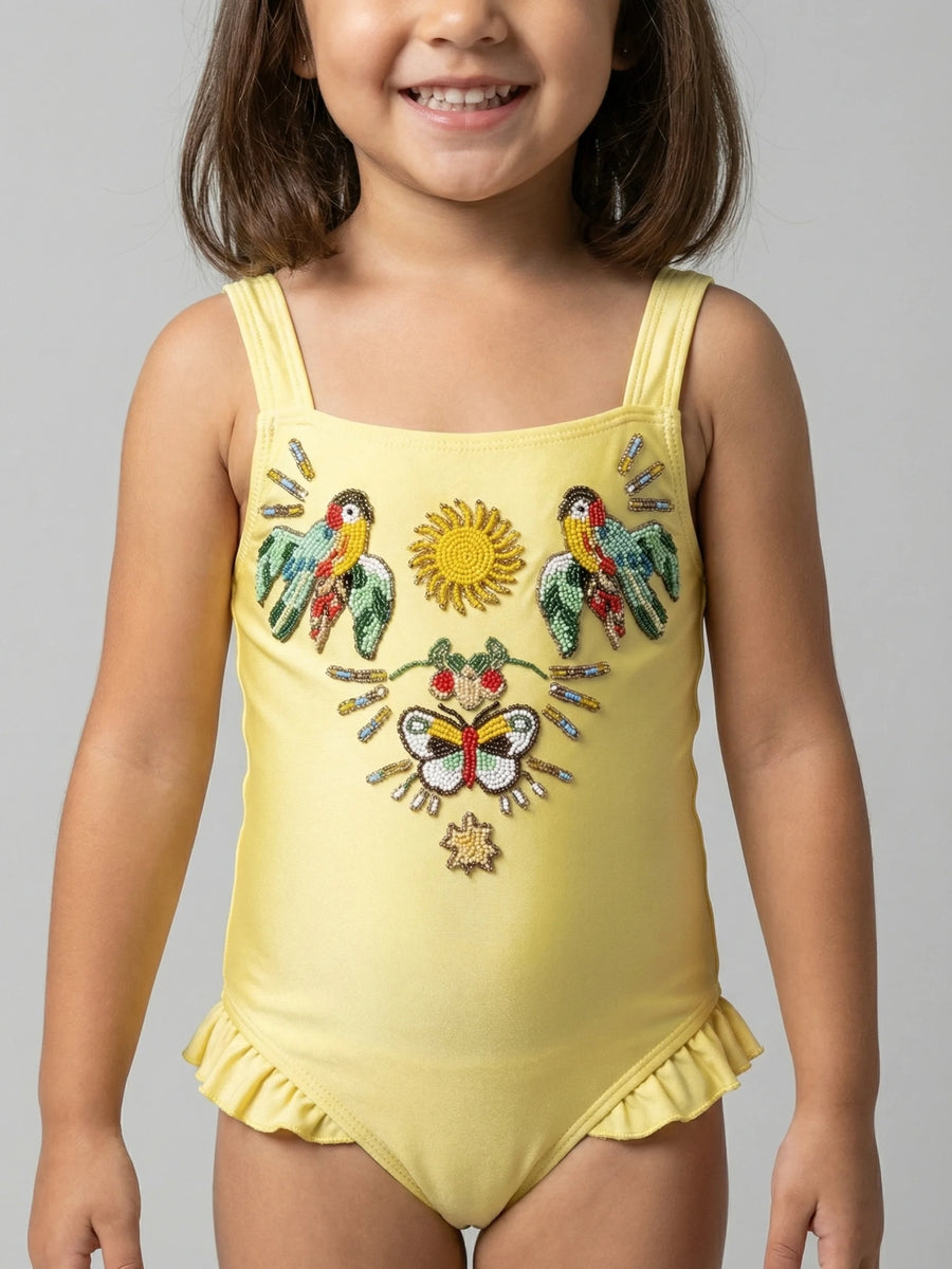 Sunshine Paradise Yellow Kids Swimsuit