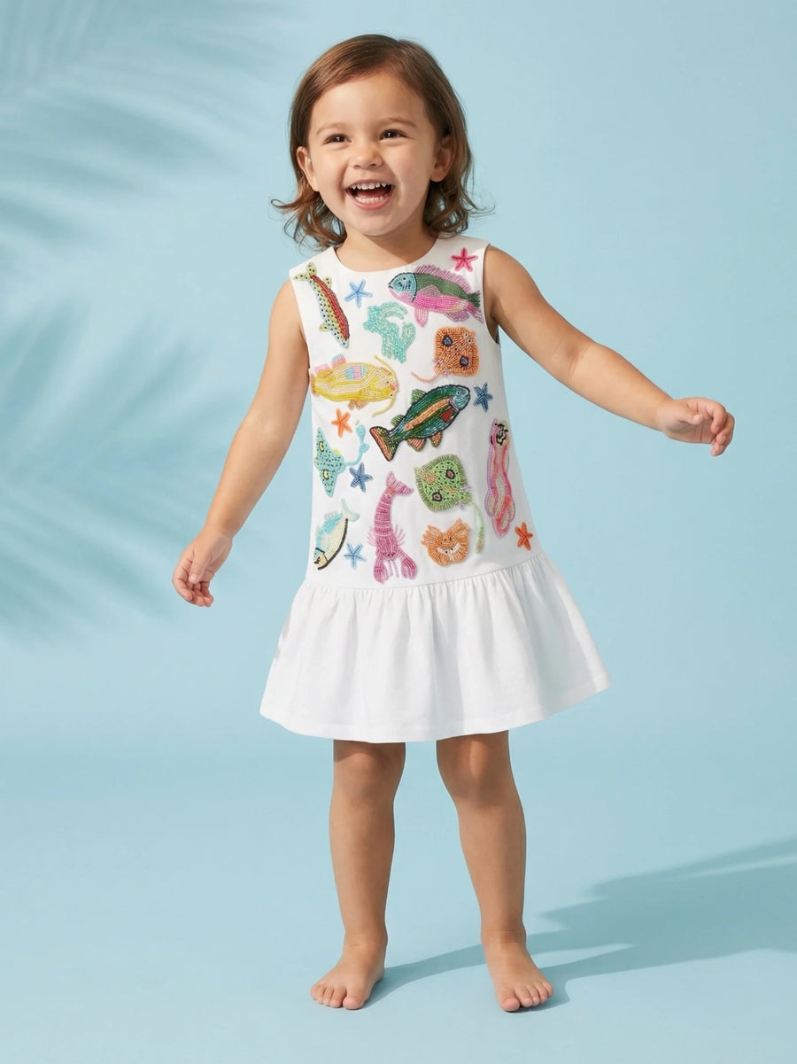Arizona Big Ruffle Kids Dress Multi Colour