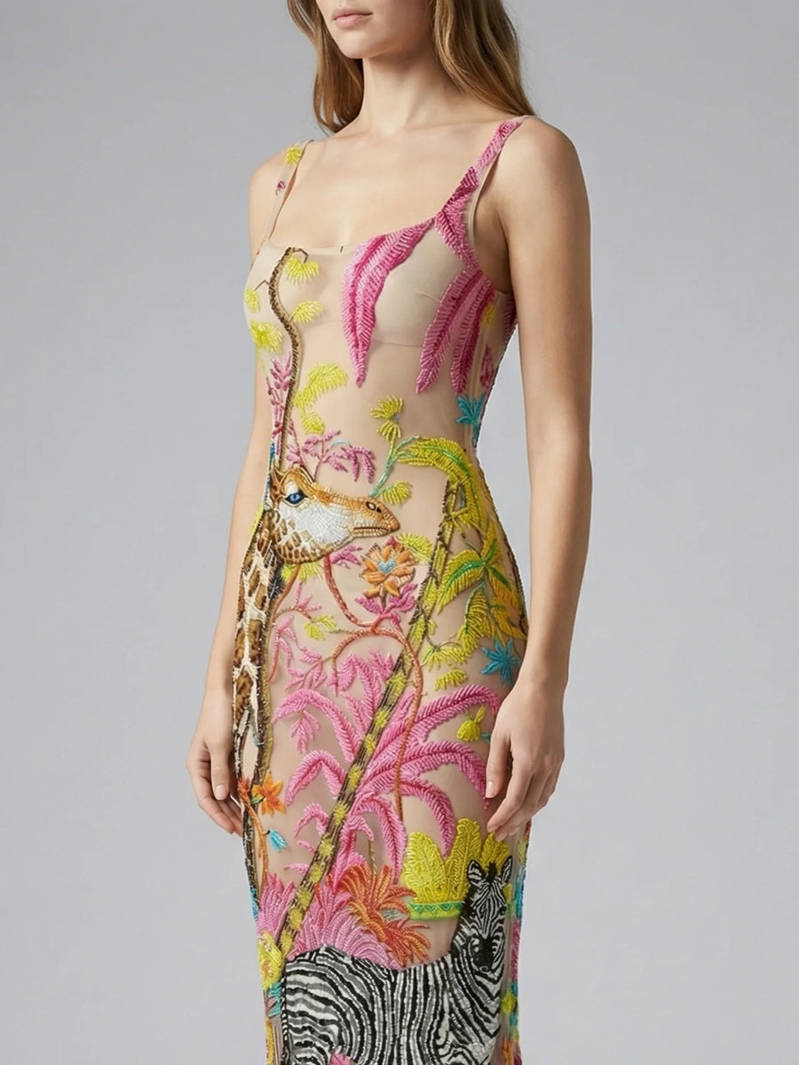 Safari Garden Beaded Maxi Dress