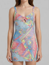 Aliona Embellished Luxury Multi-Coloured Party Dress