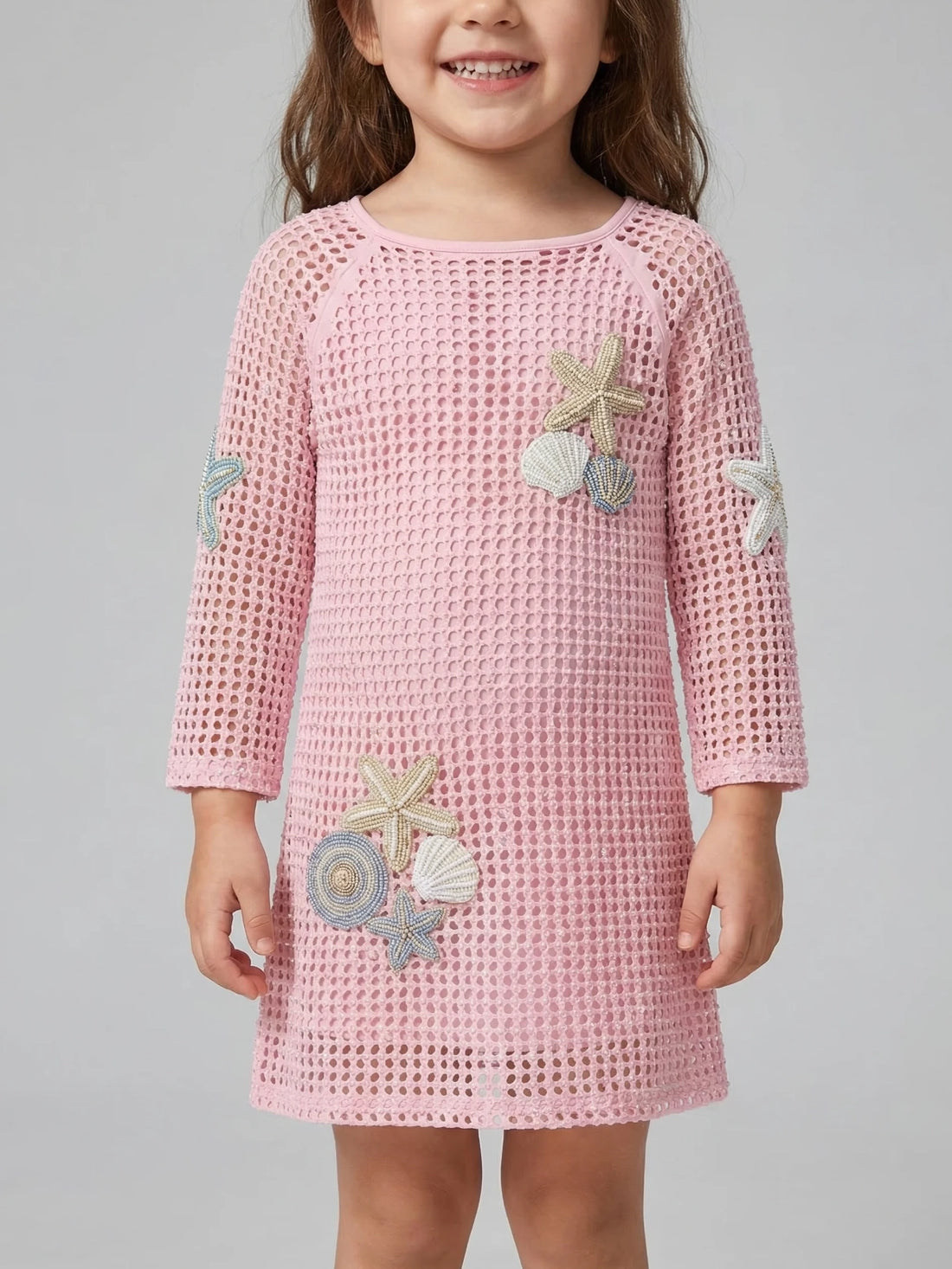 Pink Sea Shell Kids Crochet Dress