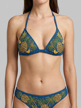 Tropical Pineapple Beaded Bikini Bottom in Blue
