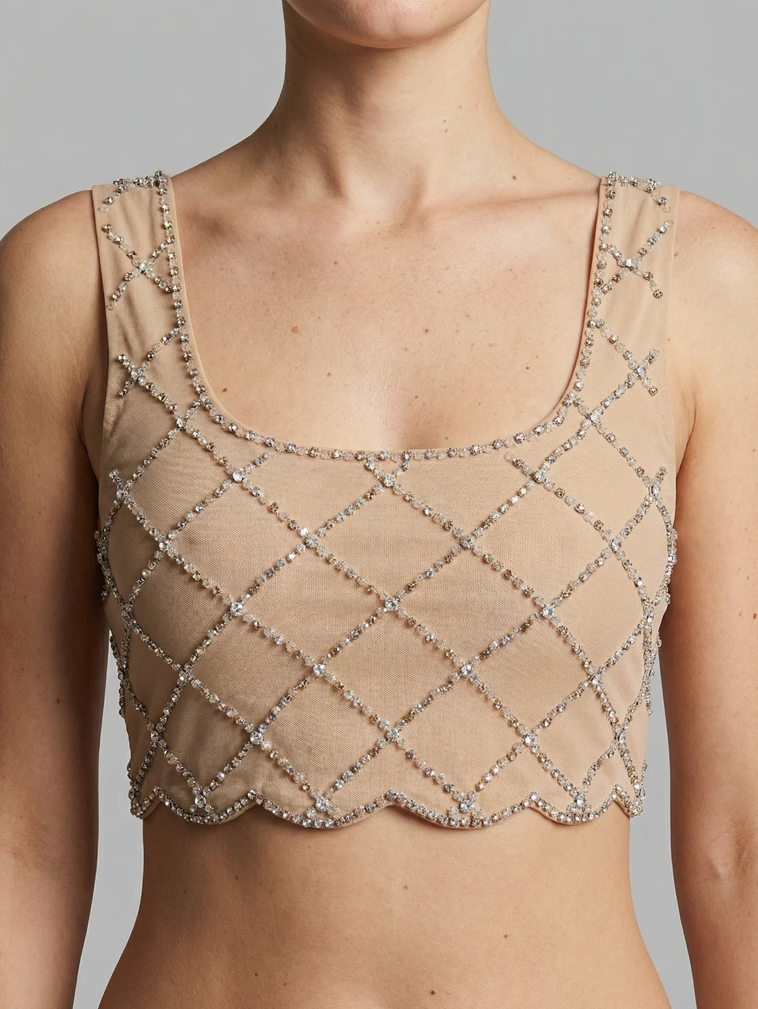 Diamonds and Pearls Nude Crop Top