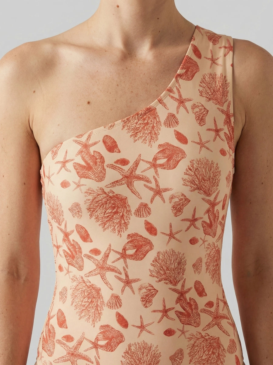 Coral Shell Starfish Nude and Red Swimsuit