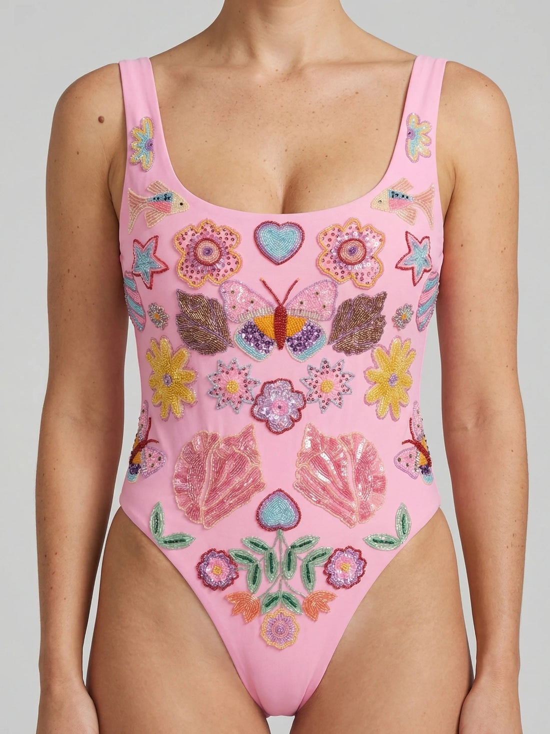 Mirrored Sea One Piece Swimsuit Pink