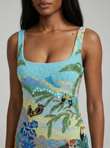Paradise Safari Beaded Mini Dress