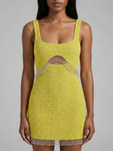 Posy Yellow Beaded Mini Dress