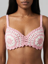 Rosy Daisy Crochet Crop Top Pink