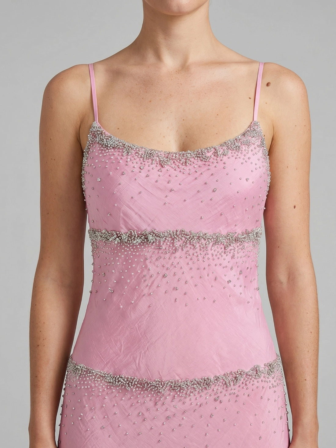 Shimmer Falls Pink Midi Dress