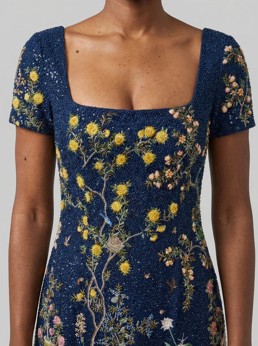 Navy Enchanted Garden Mini Dress