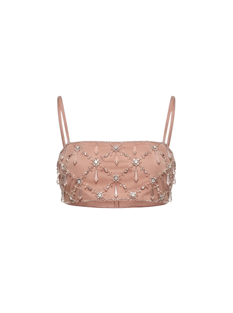 Calliope Luxury Crystal Co-Ord Top Nude