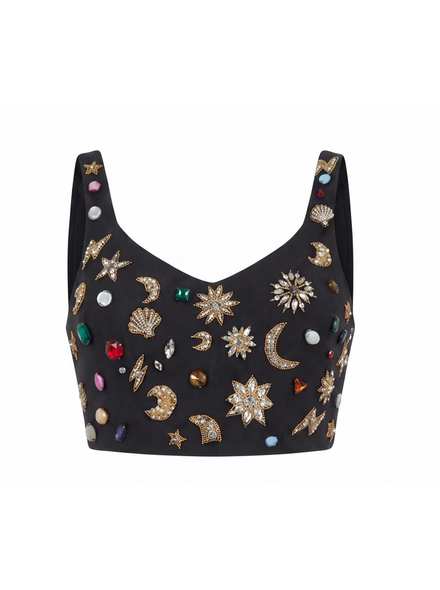 Celestial Tide Black Co-ord Top